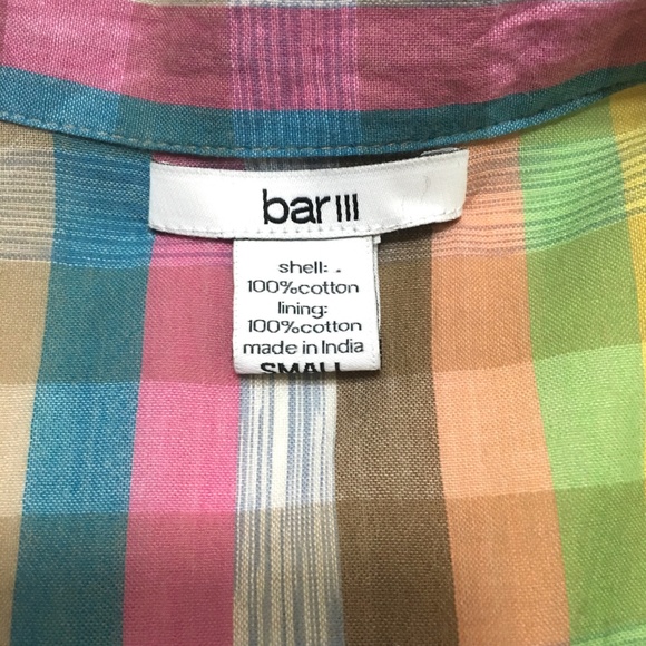 BAR III Pastel Plaid Button Front Flare Skirt SZ S - Picture 4 of 5